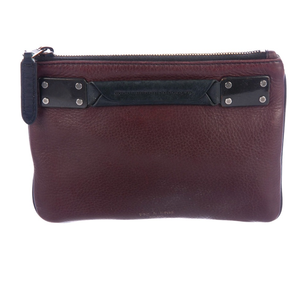 Rag & Bone oxblood pebble leather clutch with handle. VGUC. Clean buttery soft.